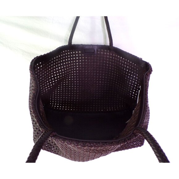 🆕MADEWELL Handwoven Cane Tote Handbag Dark Brown - Picture 6 of 9